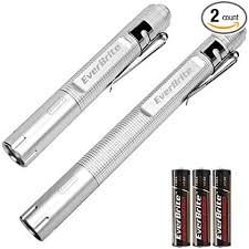 Amazon Com Everbrite Penlight Flashlights 2 Piece For Nursing Students Doctors Medical Occasion With Durable Batteries Diagnostic Pen Lights In White Warm Beam Sports Outdoors