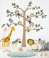 Cute Animals Safari Themed Nursery Wall