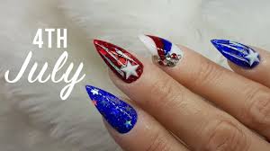 If you're like us, you'll take any excuse you can get to get a little festive with your nails. 4th July Acrylic Nail Design Pointed Almond Nail Art Youtube