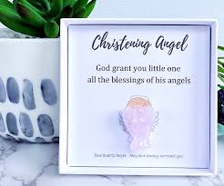 rose quartz angel christening gift