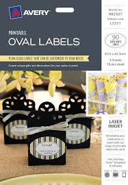 avery glossy white oval labels 982507
