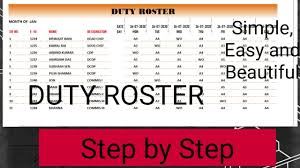 duty roster in excel with chef bain