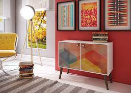 colorful storage console table with