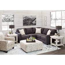 2pc Charcoal Sectional With Laf Sofa F2