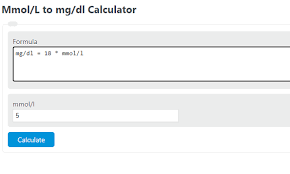 mmol l to mg dl calculator calculator