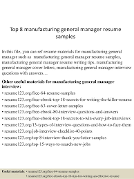 Top 8 Manufacturing General Manager Resume Samples