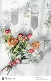 Champagne Glasses With Rose Wine And