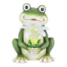 exhart 8 in tall solar frog with led