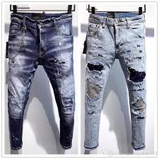 2020 de la moda jeans rotos hombre del