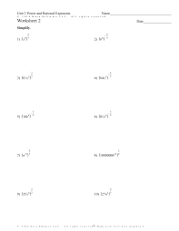 Worksheet Powers And Rational Exponents