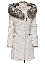 Faux Fur Trim Quilted Coat By Only