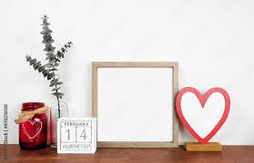 Mock Up Wood Frame With Valentines Day