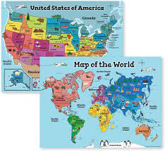 Share any place, address search, ruler for distance measuring, find your location, map live. Amazon Com United States World Wall Maps For Kids Countries States Capitals Pictures Laminated Durable Poster 18h X 24w Perfect For Classroom Or Home Office Products