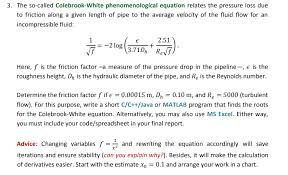 Colebrook White Phenomenological Equation