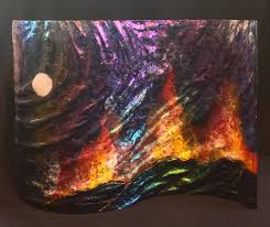 lava wall large glass sculpture by