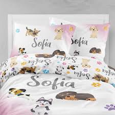 Puppies Girl Bedding Set Dogs Girl Twin