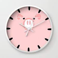 Cute Pink Pig Face Wall Clock By
