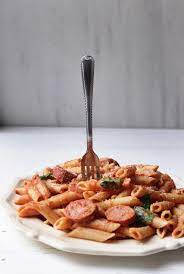 spinach penne pasta with linguica