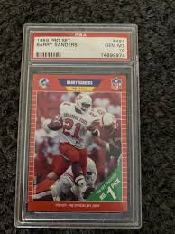 Barry sanders psa 10 gem mt. Barry Sanders Football Card Database Newest Products Will Be Shown First In The Results 50 Per Page