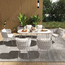 7 Pieces Outdoor Dining Set With Oval