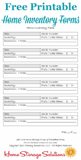 Printable Home Inventory Forms Use These To Create Your