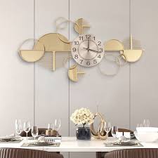 Wall Clock Large Modern Gold Home