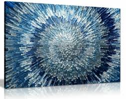Abstract Blue Wall Art Silver Spiral