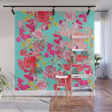 baby pink c and yellow wall mural