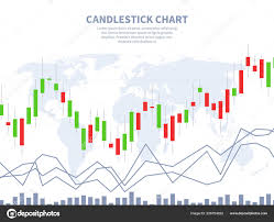 Stock Market Concept Candle Stick Chart World Map Global
