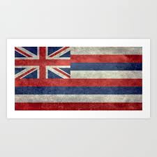 Hawaiian Flag In Grungy Style Art Print