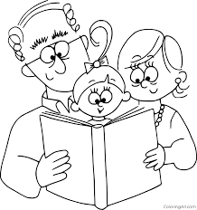 The best boys reading the coloring pages.boys do not sob. Girl Reading Book With Her Grandparents Coloring Page Coloringall