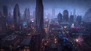 DominiqueVanVelsen, city, night, cityscape, cyberpunk, Tesla, rain, storm, HD wallpaper | Wallpaperbetter