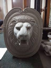 Marble Lion Head Fountain Sculpture
