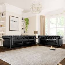 Black Faux Leather Sofas Furniture