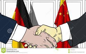 Businessmen or Politicians Shaking Hands Against Flags of Germany and China.  Meeting or Cooperation Related Cartoon Stock Illustration - Illustration of  conceptual, flags: 116299245