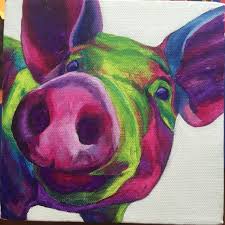 Abstract Pig Painting Square 6x6 Pig