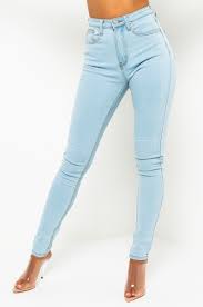 Mackenzie High Waisted Skinny Jeans In Color Blue