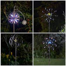 metal wind spinner solar light garden