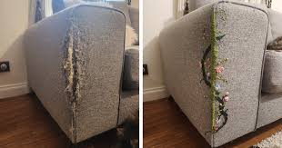 diy couch repair uses embroidery to add
