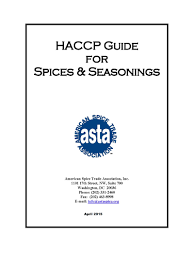 Haccp Guide To Spices And Seasonings Asta The Voice Of