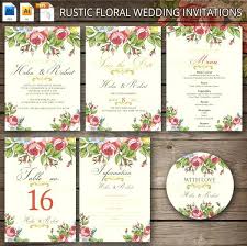 Cheap Rustic Floral Wedding Invitation Templates Photoshop Template