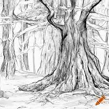 Manga drawing of the woods