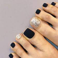 fake toenails black bling false toenail