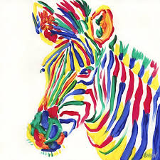 Colorful Zebra Oil Painting African