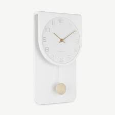 Casa Wall Clock White Gold Pendulum