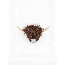 Wooden Sculpture Wall Mounted Highland Cow