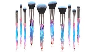 10 crystal style makeup brushes set 4