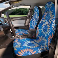 Blue Sunflower Car Seat Cover Bright