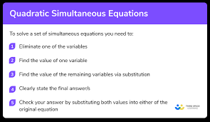 quadratic simultaneous equations gcse