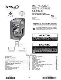 Ml193uh Gas Furnace Installation Manual